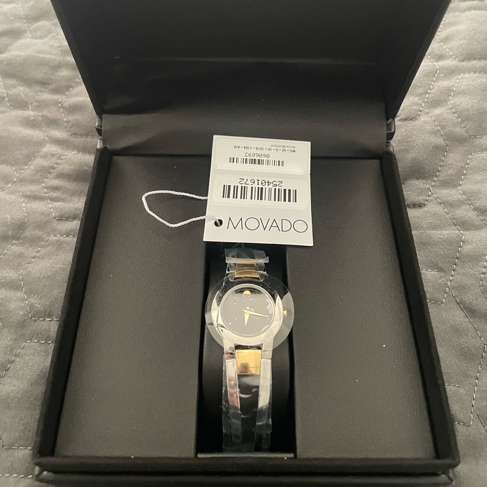 COPY - Brand New Movado Amorosa Women's Two Tone Gold & Silver Bangle Watch.